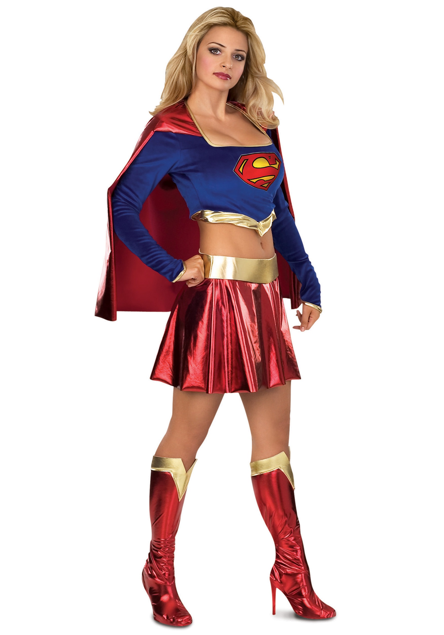Navy And Red Shiny Supergirl Cosplay Costume